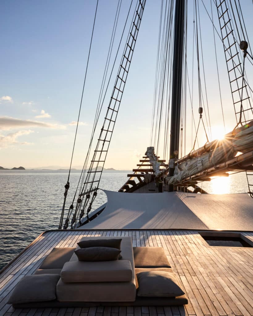 Luxury Yacht Charter Raja Ampat - Amandira, Indonesia – View from Deck at Sundown_High Res_12253 (1)