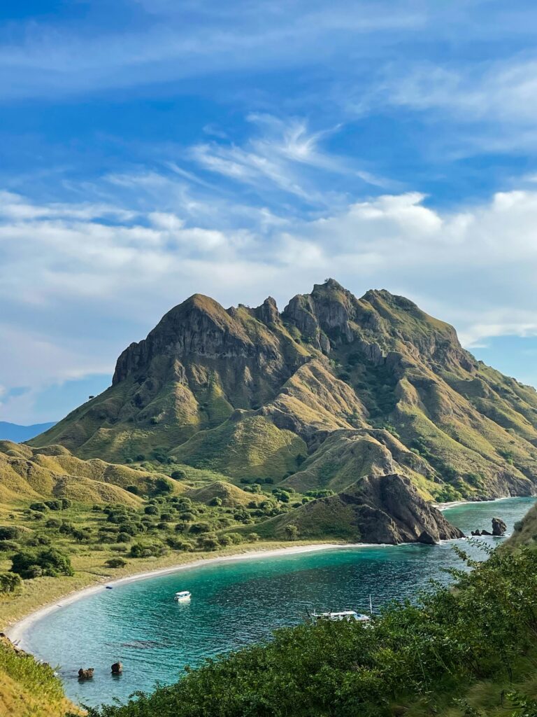 Scenic shot of Komodo National Park in the early season, where yacht charters are quiet and secluded.