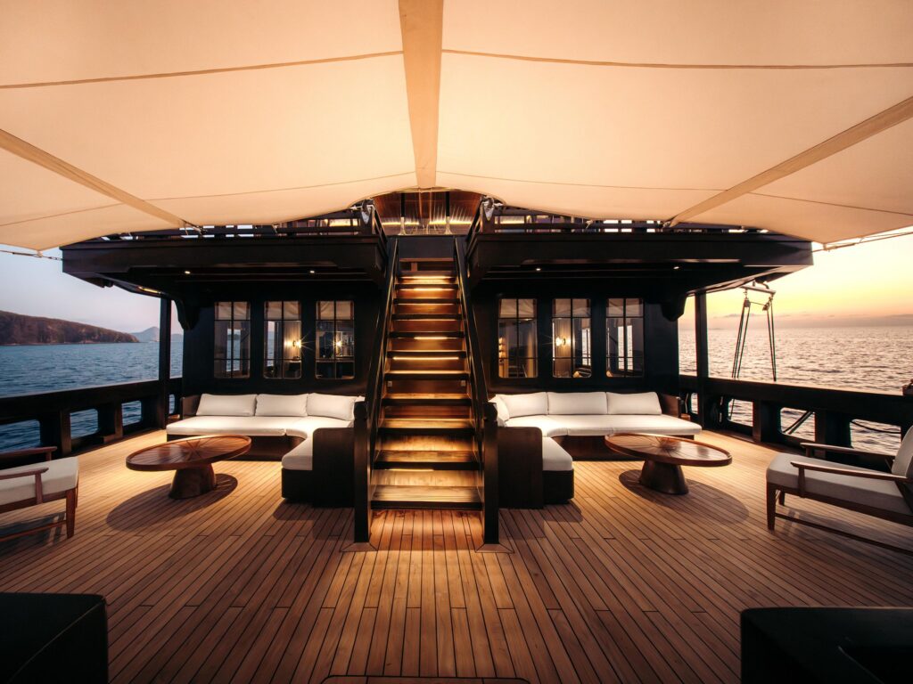 Bhavana Yacht Charter Indonesia Main Deck Dusk
